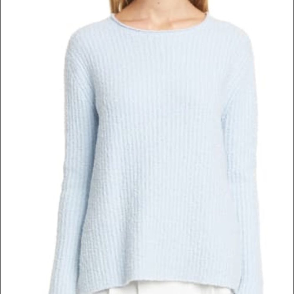 Vince Pale Blue Ribbed Crew Neck Sweater